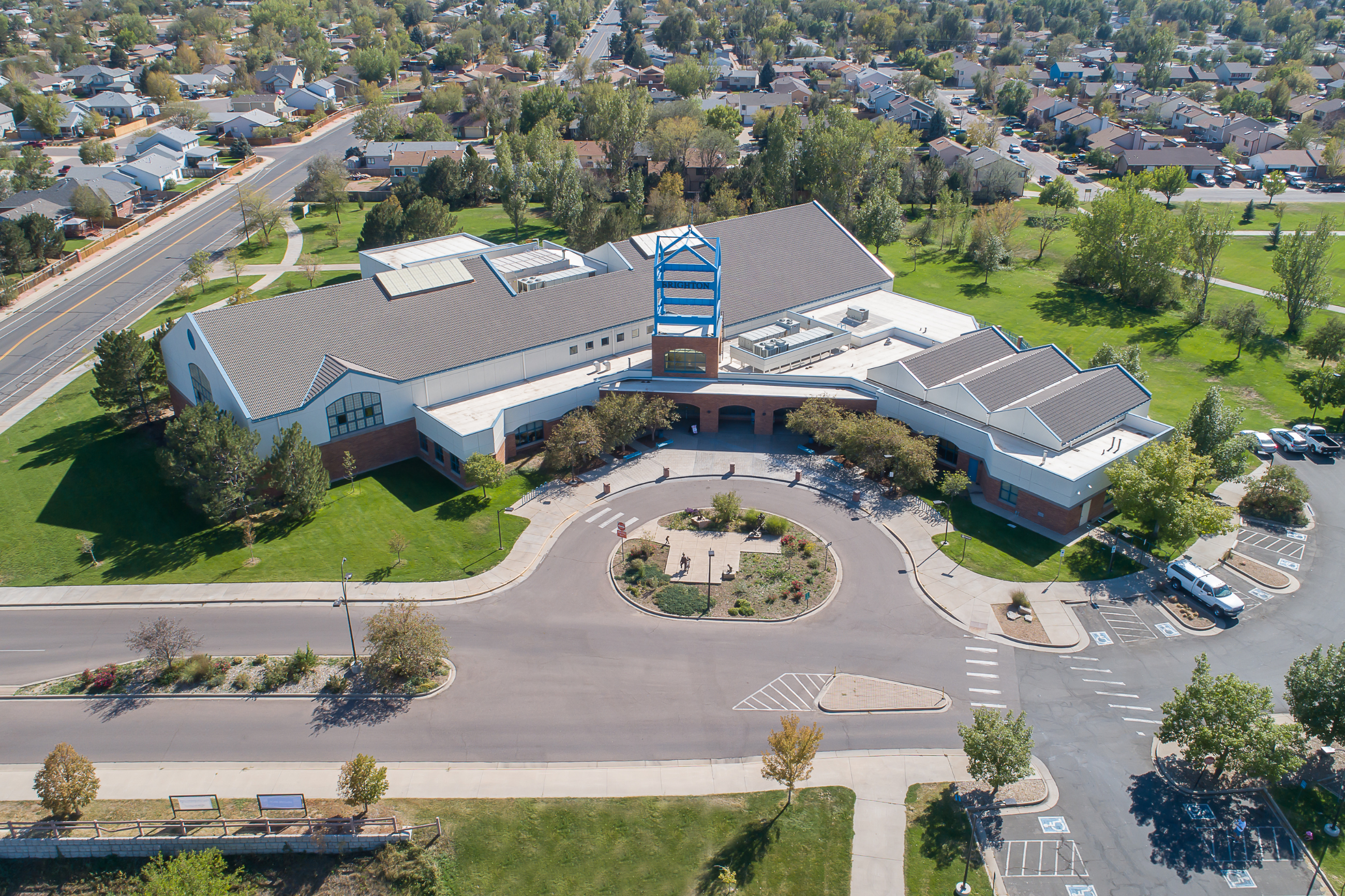 Decorative image recreation center aerial view