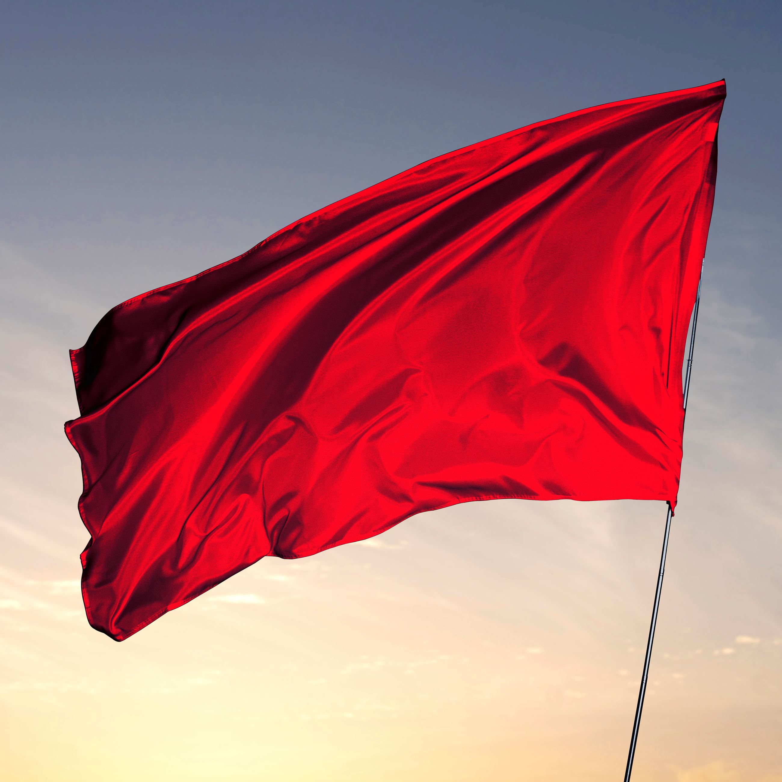 Image of a red flag against a skyline