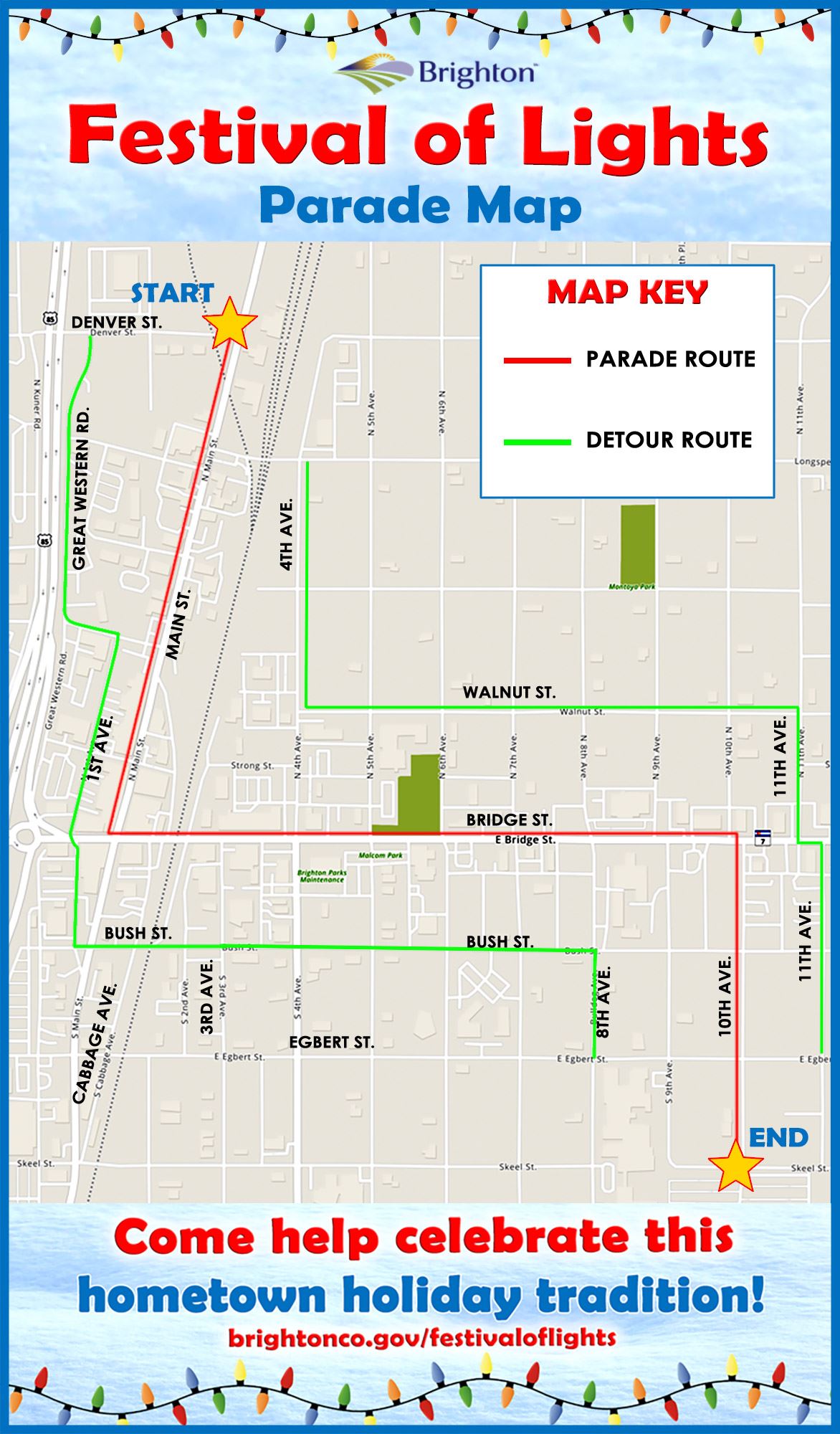 Festival of Lights Parade Route Map