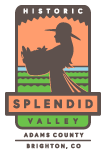 Adams County Historic Spendid Valley Icon graphic with farmer on field