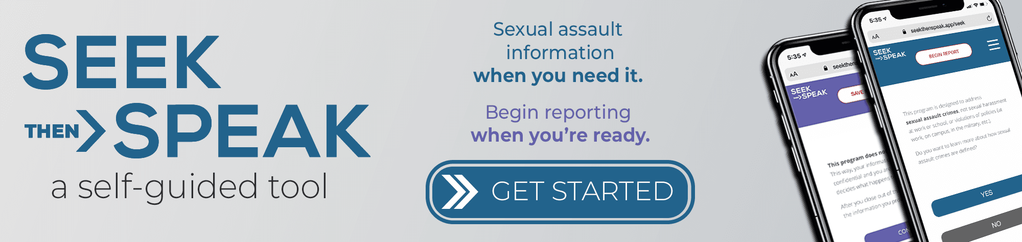 Seek Then Speak, a self-guided tool. Get started.